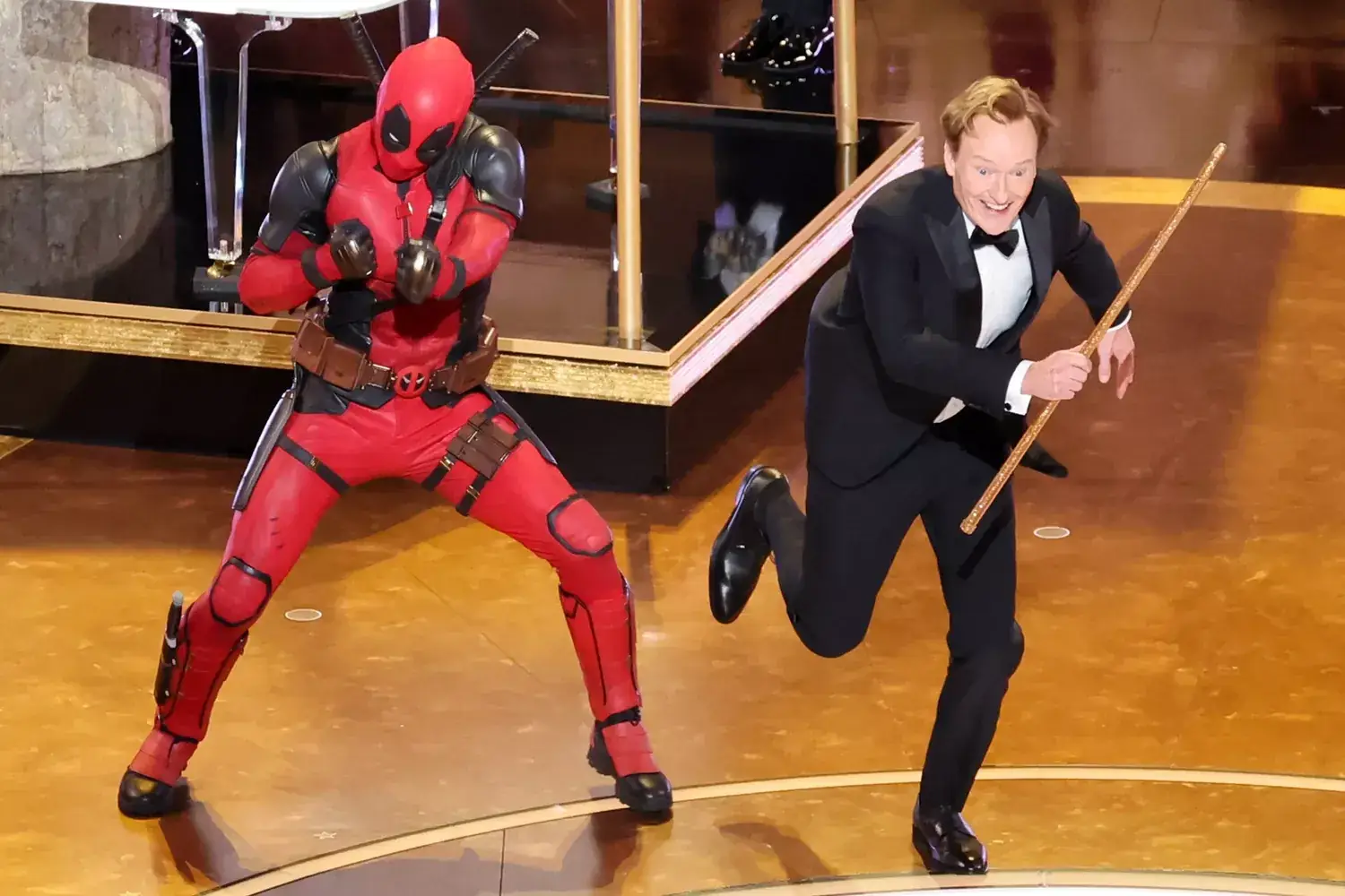 Yes, that was Deadpool & Wolverine's Dancepool at the Oscars — and he got a fist bump from Iron Man Illustrations