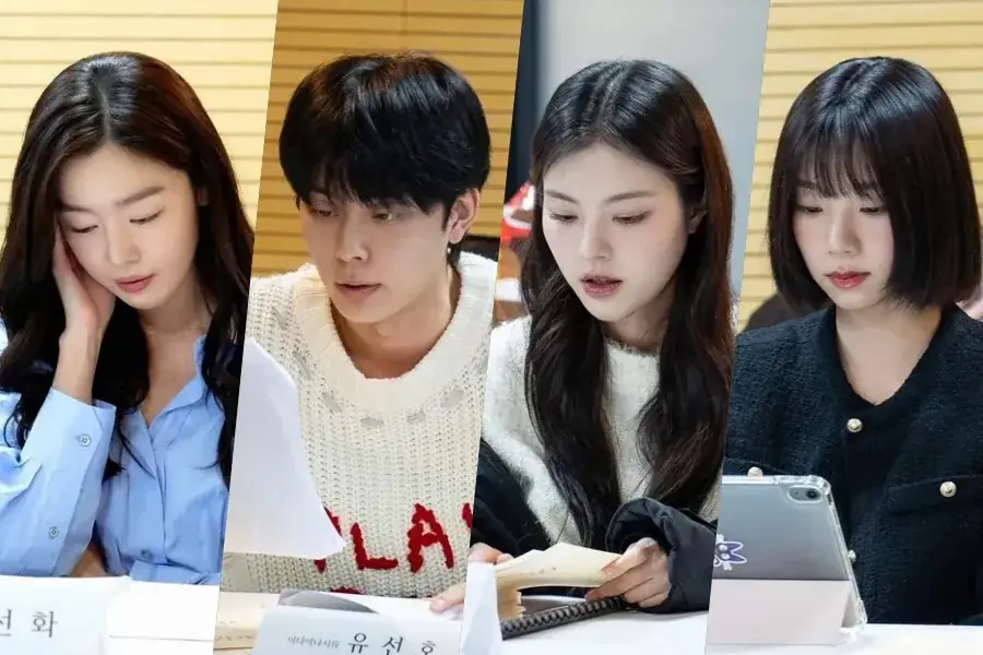 Han Sun Hwa, Yoo Seon Ho, Hong Ye Ji, And WJSN's Yeoreum Impress At Script Reading For New Comedy Film 그림